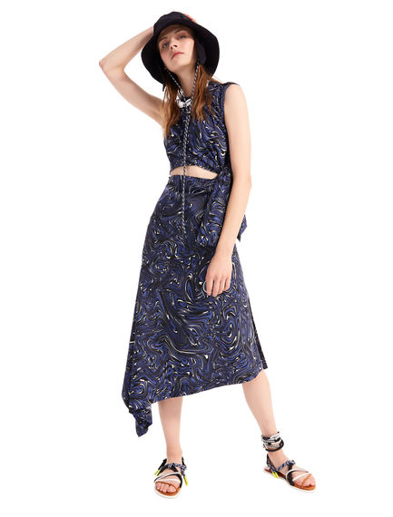 Abito cut-out con stampa Swirl