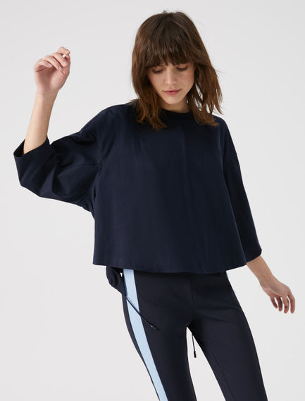 T-shirt cropped con coulisse