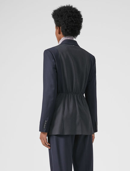 Blazer in lana con pannello gessato