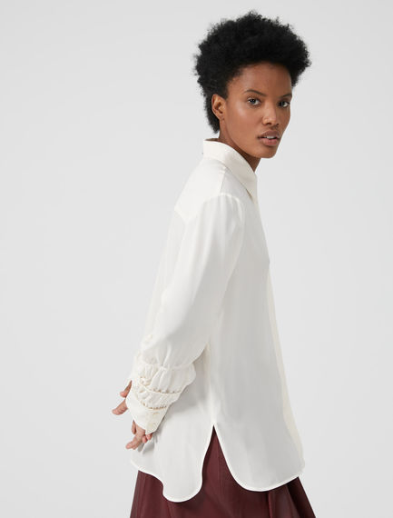 Camicia in seta con maniche smocked