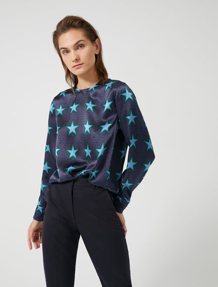 Blusa in seta con stampa a stelle