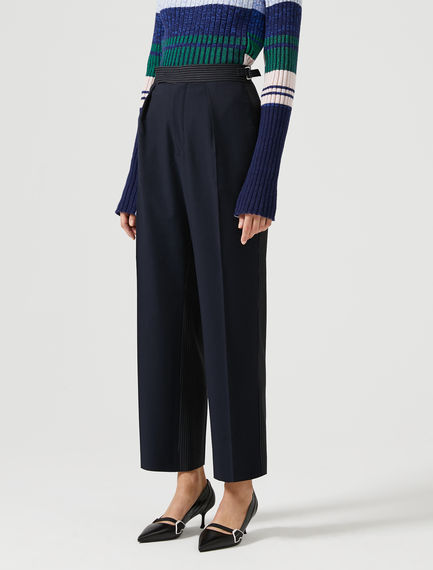 Pantaloni sartoriali in tessuti a contrasto