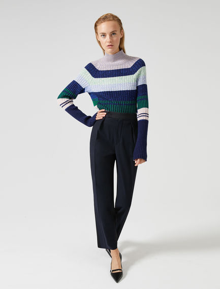 Pantaloni sartoriali in tessuti a contrasto
