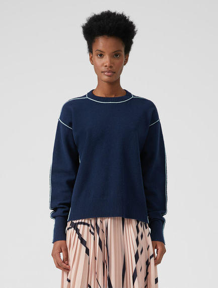 Maglia in angora con trim a contrasto