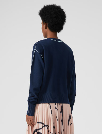 Maglia in angora con trim a contrasto