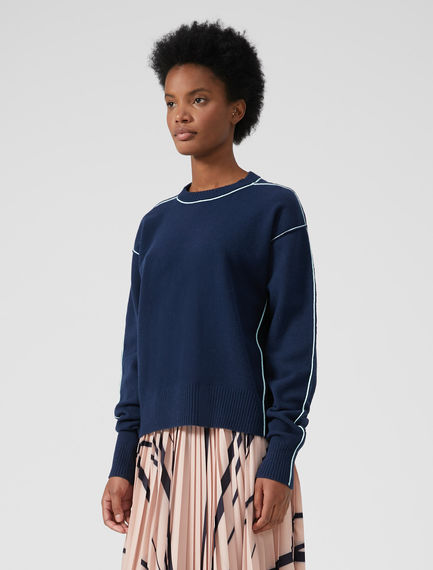 Maglia in angora con trim a contrasto