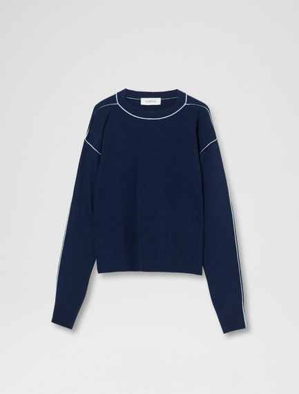Maglia in angora con trim a contrasto