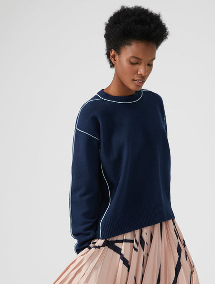 Maglia in angora con trim a contrasto