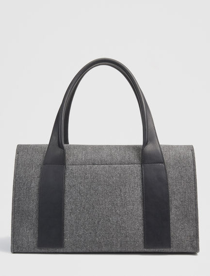 Tote bag grande in feltro e manici in pelle