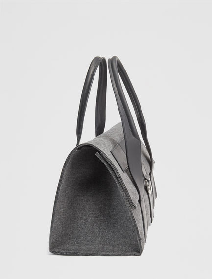Tote bag grande in feltro e manici in pelle