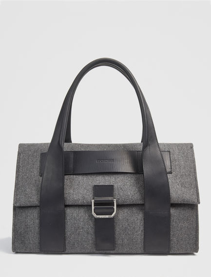Tote bag grande in feltro e manici in pelle
