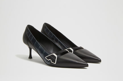 Decolleté stiletto multicolor con tacco basso