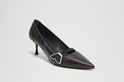 Decolleté stiletto multicolor con tacco basso