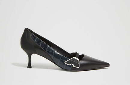 Decolleté stiletto multicolor con tacco basso