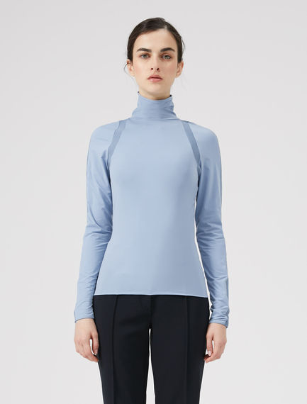 Turtleneck con dettagli a costina tecnica