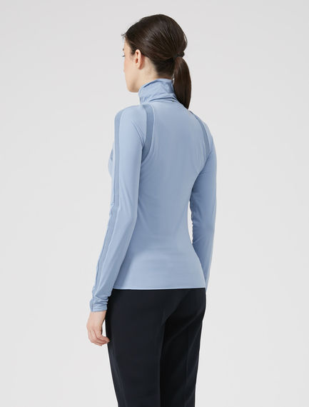Turtleneck con dettagli a costina tecnica