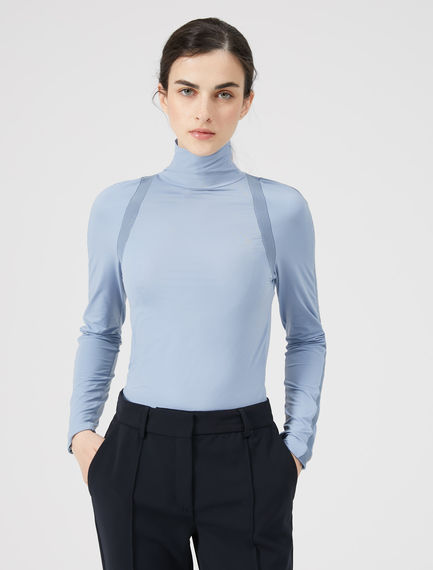 Turtleneck con dettagli a costina tecnica