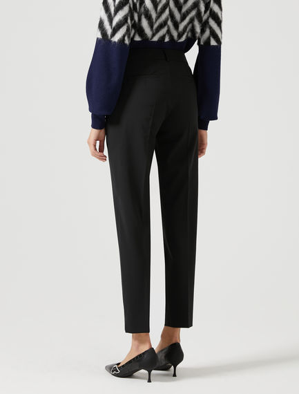 Pantaloni a sigaretta in lana stretch