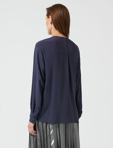 Blusa in crêpe con maniche raglan