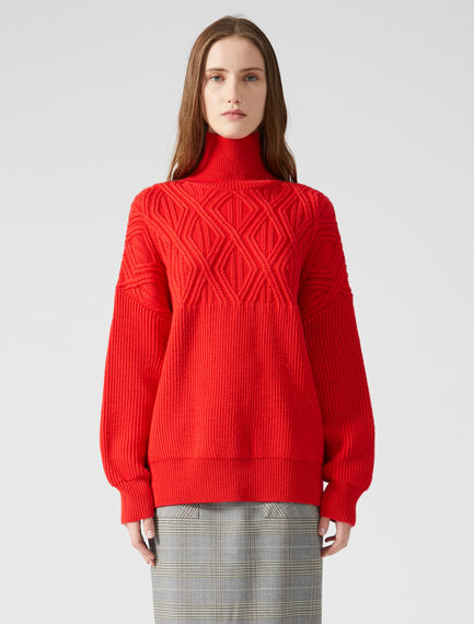 Maglia jacquard con collo a imbuto