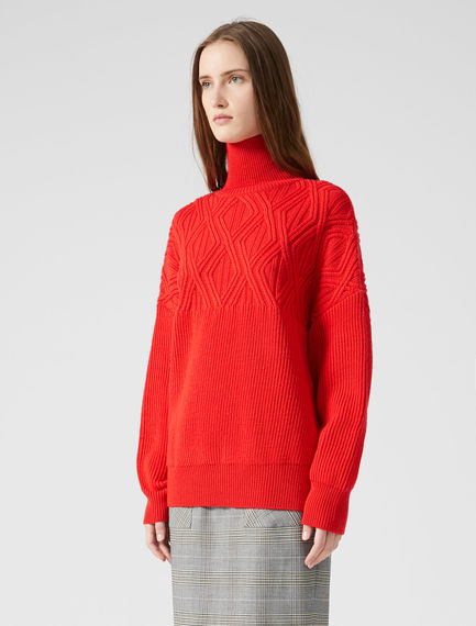 Maglia jacquard con collo a imbuto