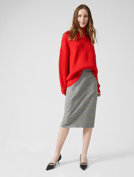 Maglia jacquard con collo a imbuto