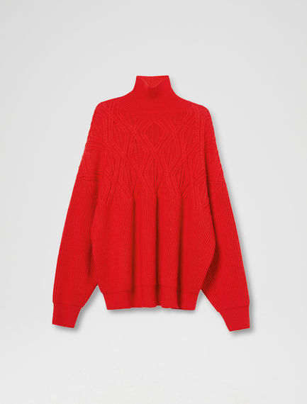 Maglia jacquard con collo a imbuto