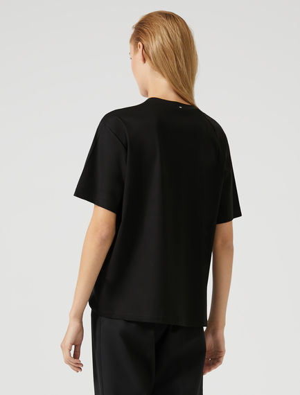 T-shirt in crêpe di cotone con ricami