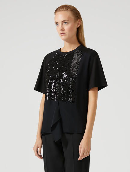 T-shirt in crêpe di cotone con ricami