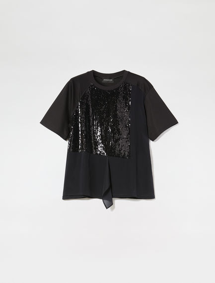 T-shirt in crêpe di cotone con ricami