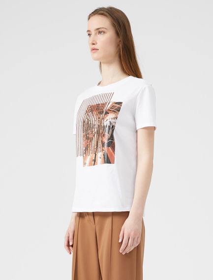 T-shirt con stampa e ricamo