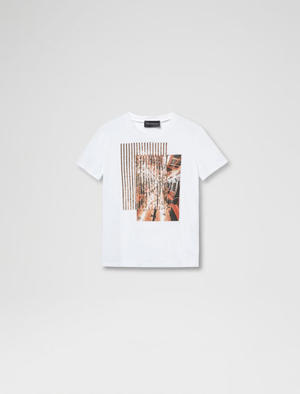 T-shirt con stampa e ricamo