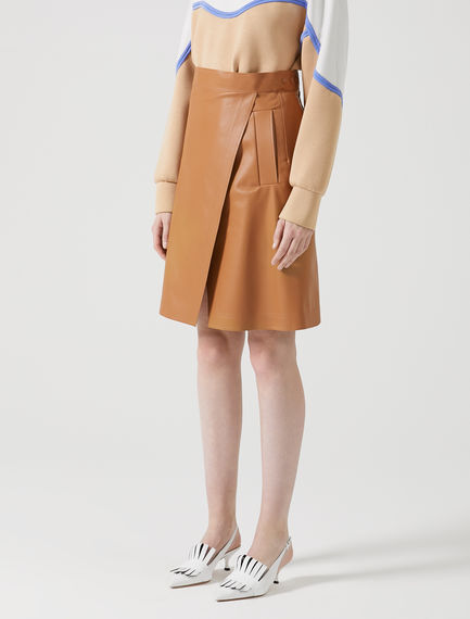 Slashed Nappa Leather Skirt