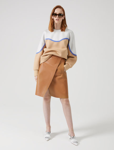 Slashed Nappa Leather Skirt