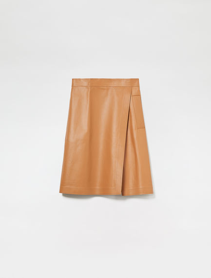 Slashed Nappa Leather Skirt