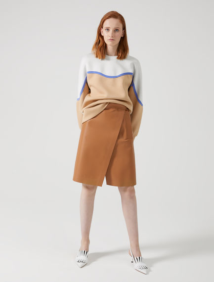 Slashed Nappa Leather Skirt