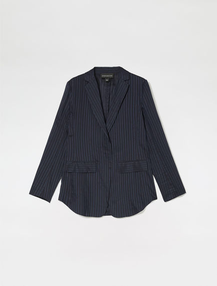 Blazer rigato in cotone e seta