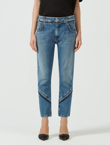 Oblique Fringed Jeans