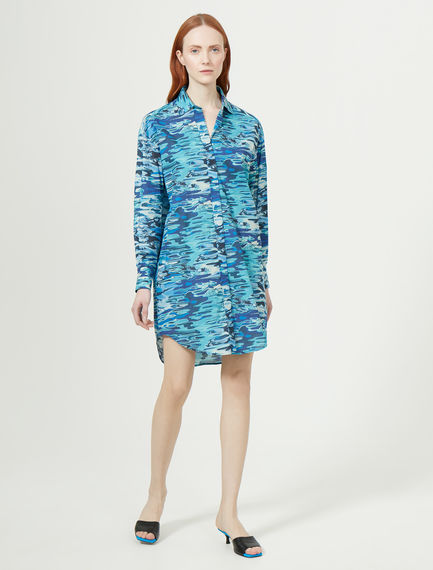 Water Print Muslin Shirt Dress Sportmax