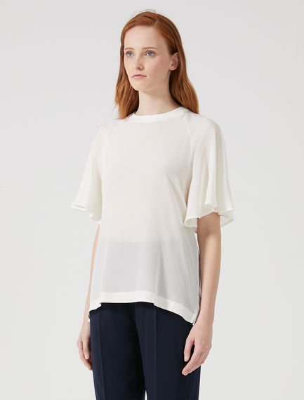 T-shirt con maniche a petalo
