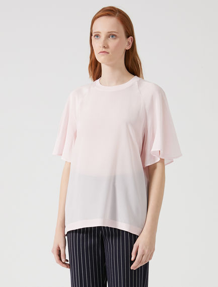 T-shirt con maniche a petalo