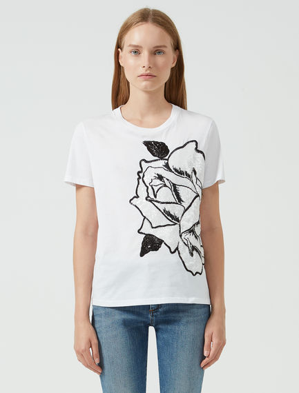 T-shirt con paillette ricamate