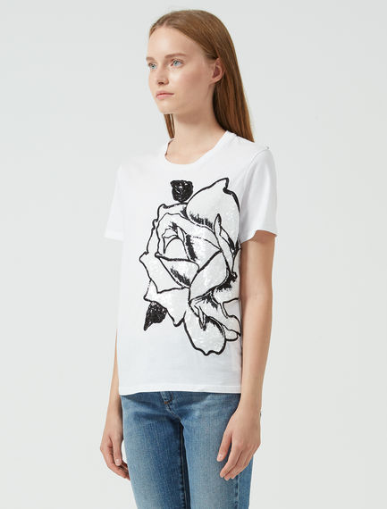 T-shirt con paillette ricamate