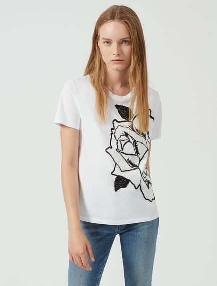 T-shirt con paillette ricamate