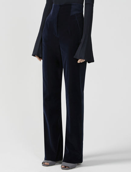 Pantalone in velluto a contrasto