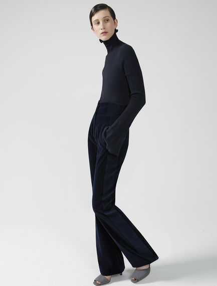 Pantalone in velluto a contrasto