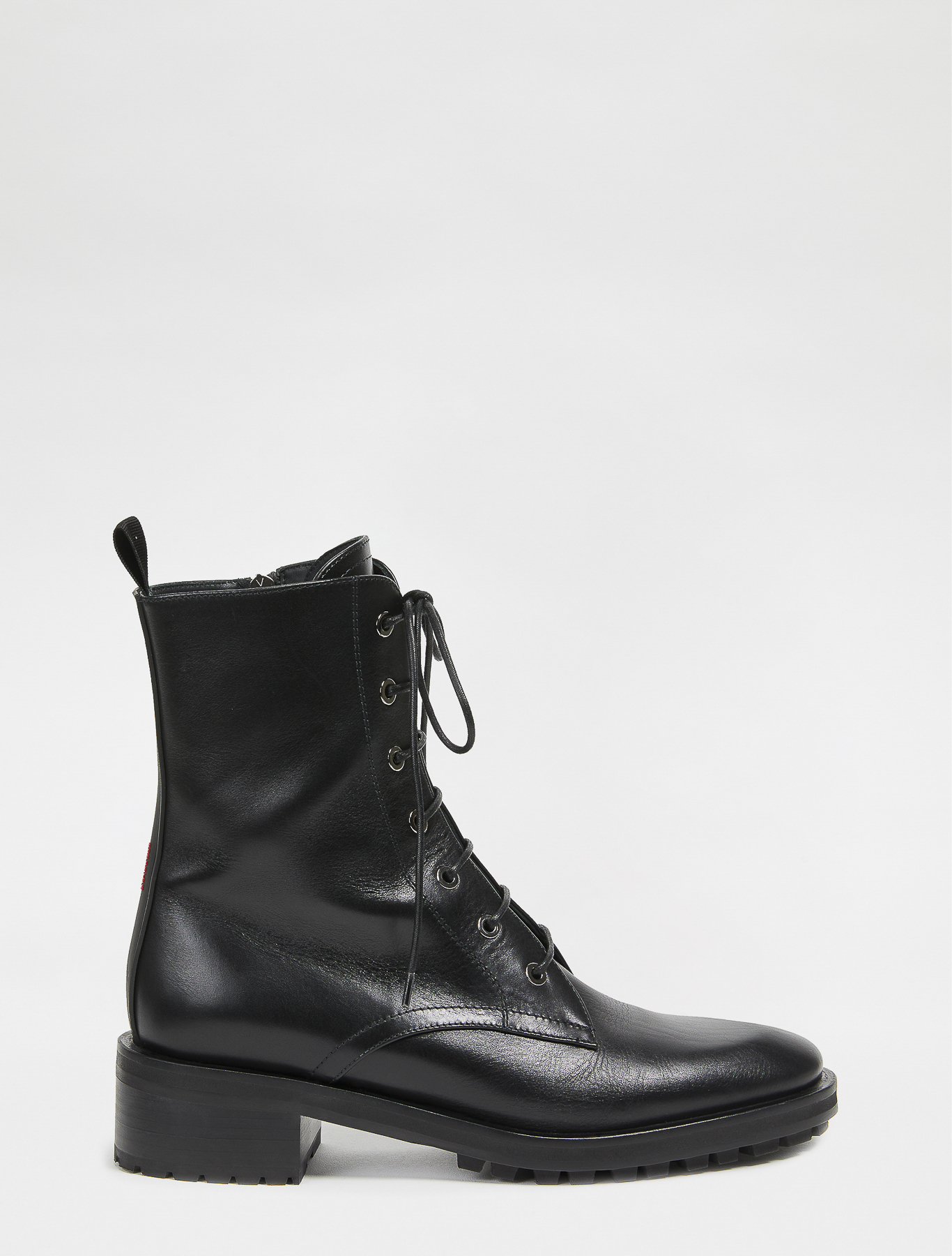 Lace Up Leather Boots Black Sportmax