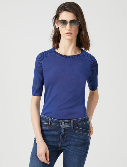 Ribbed Raglan Sleeve T-Shirt Sportmax