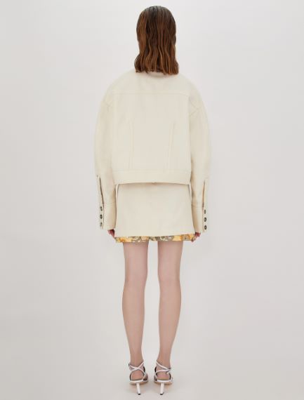Reversible jacket in cotton and linen gabardine