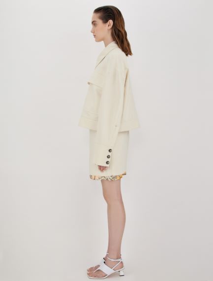 Reversible jacket in cotton and linen gabardine